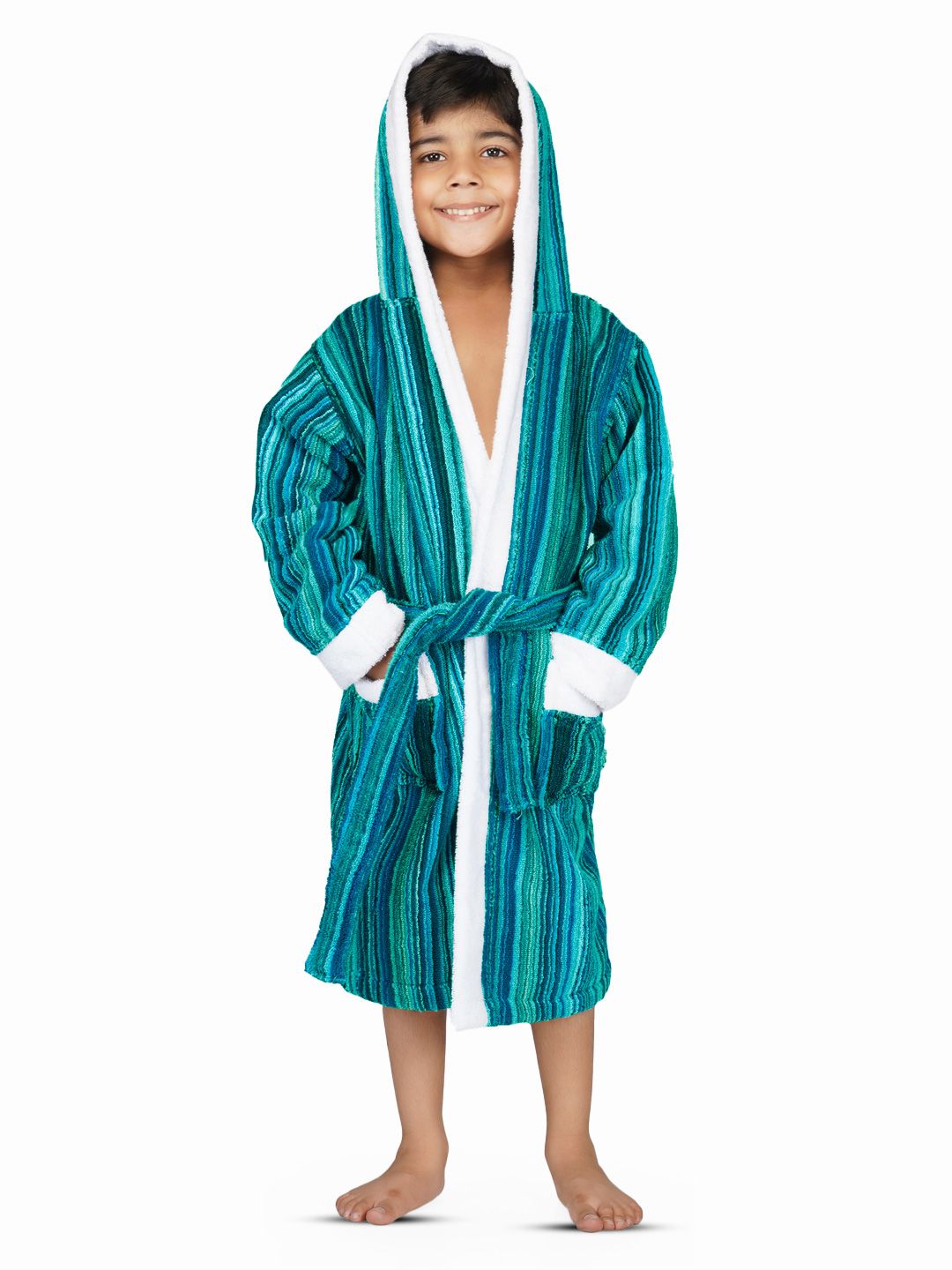RANGOLI Kids Cotton Hooded Bath Robe