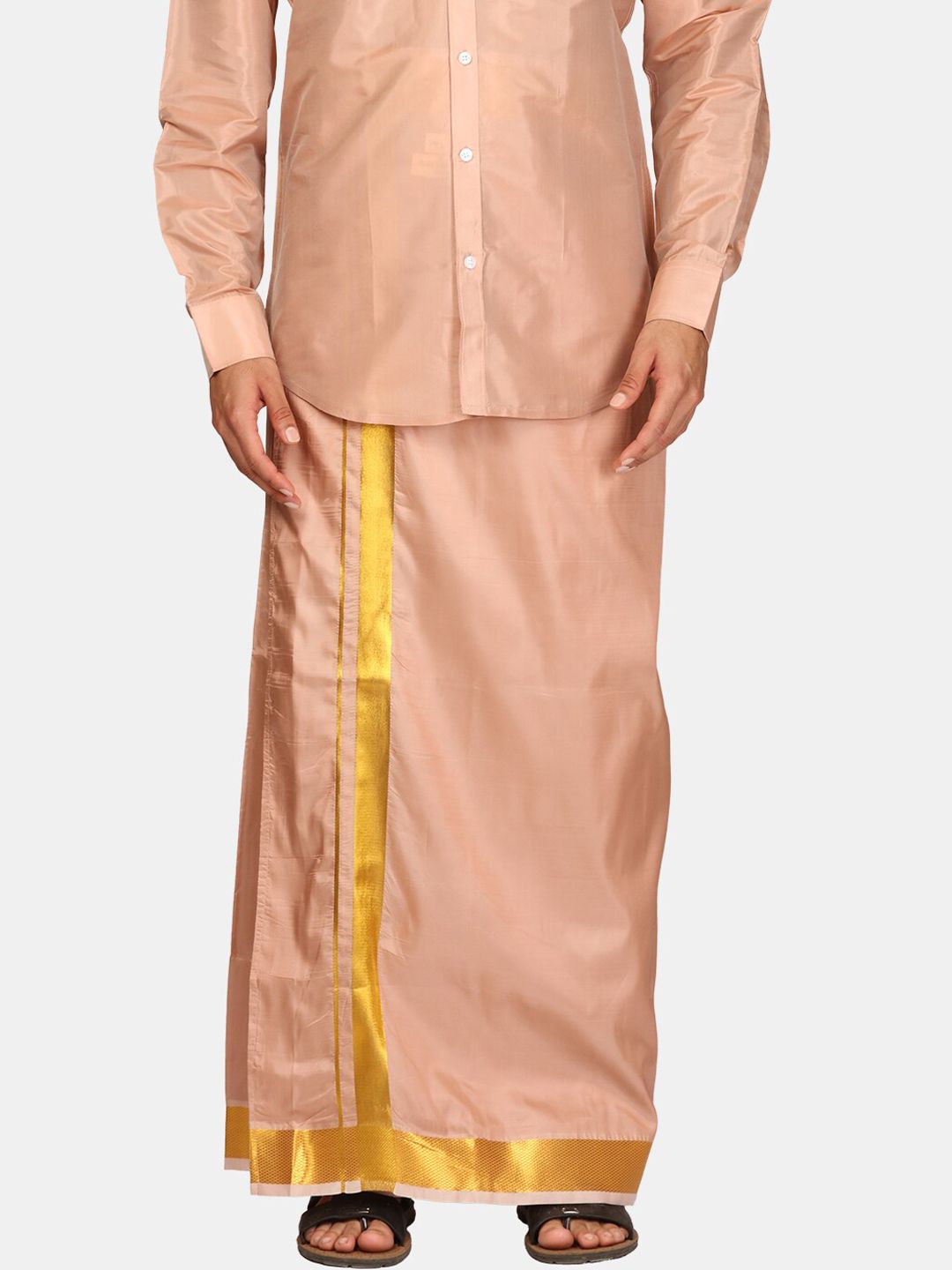Sethukrishna Men Zari Border Art Silk Dhoti