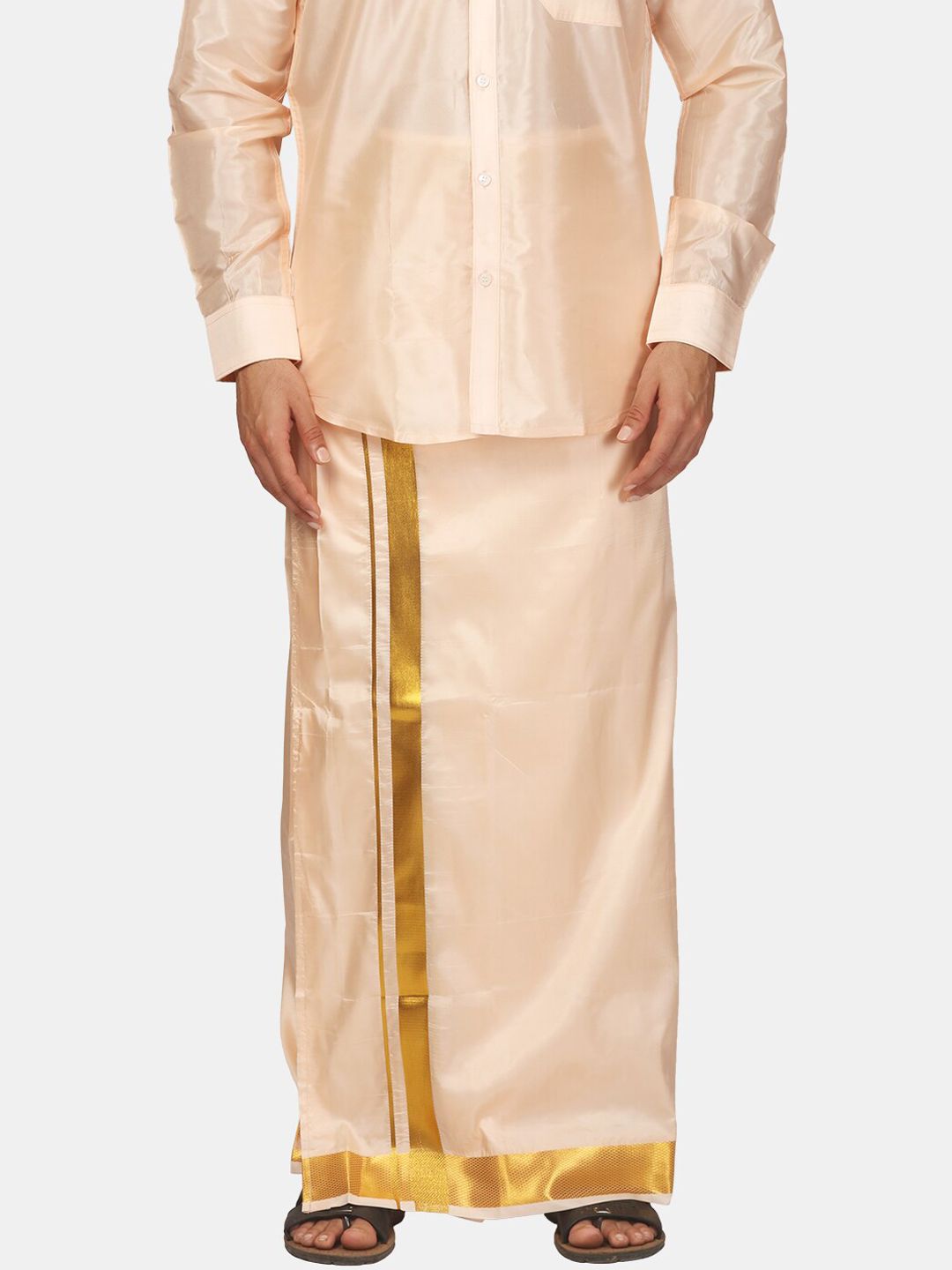 Sethukrishna Men Zari Border Art Silk Dhoti