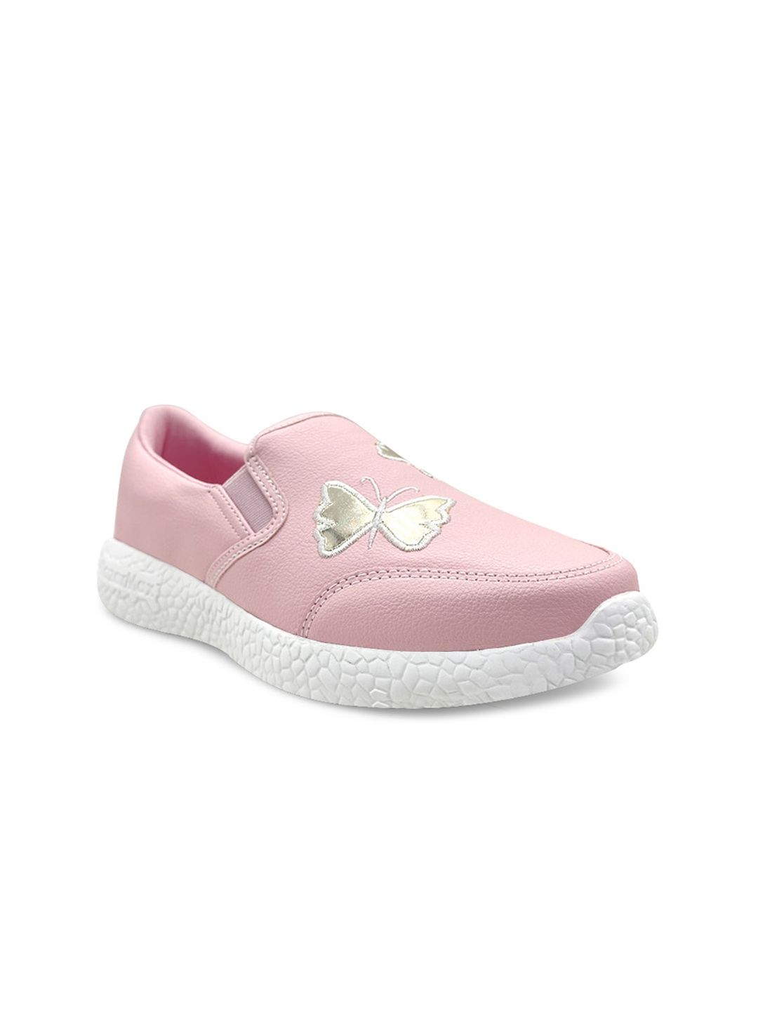KazarMax Women Pink Textured PU Slip-On Sneakers Price in India
