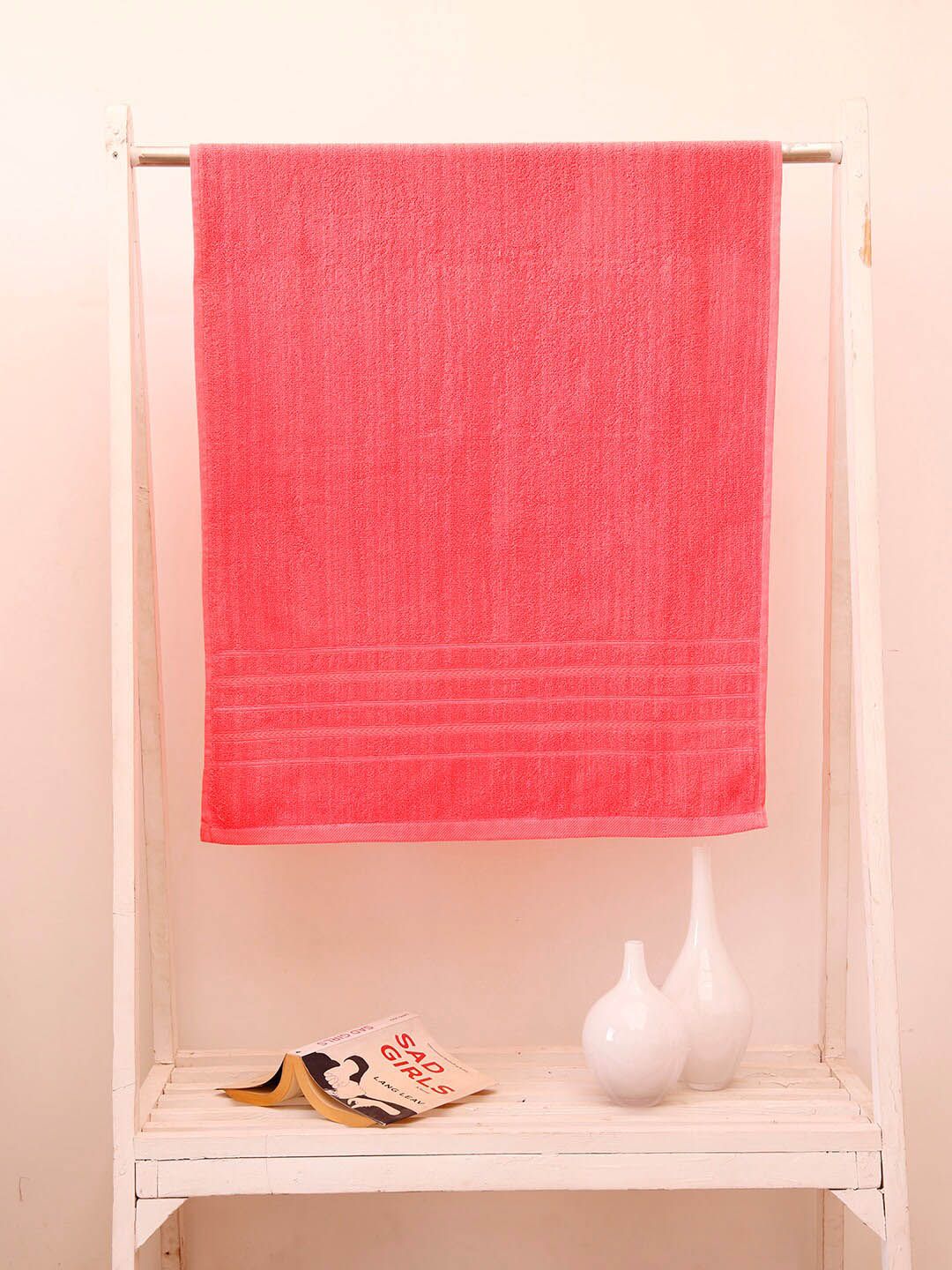 Ariana Pink Side Striped Details Cotton 450 GSM Bath Towel