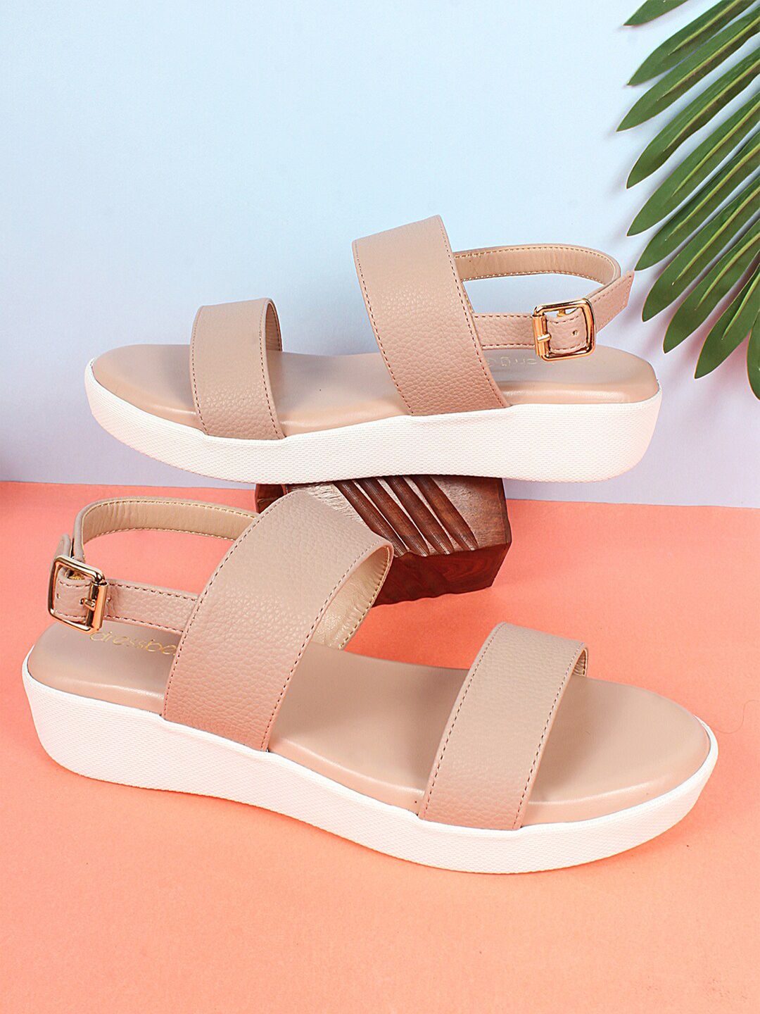 DressBerry Women Nude-Coloured Sandals Price in India