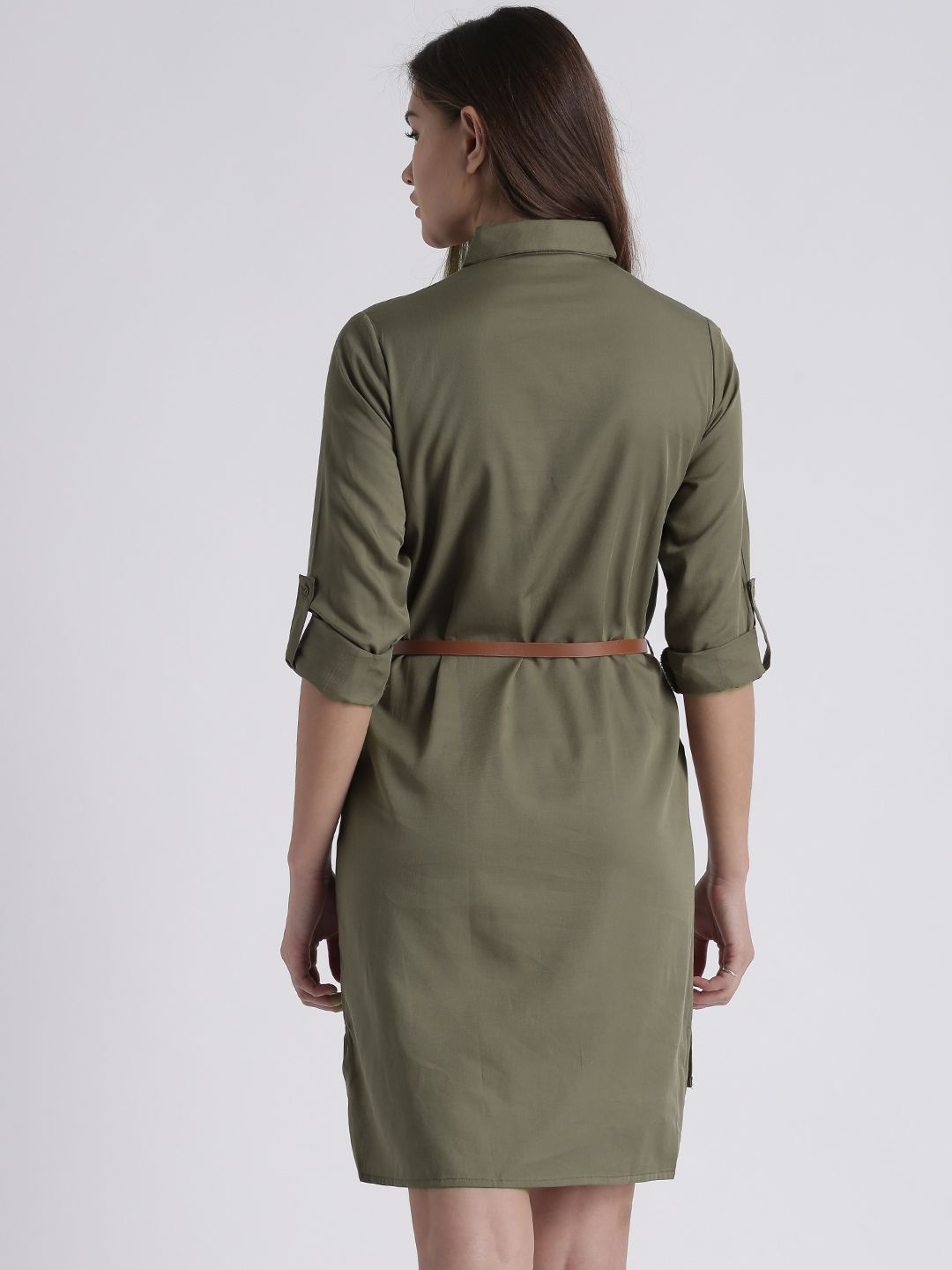 Buy Splash Women Olive Green Solid Shirt Dress - Dresses for Women 2217565  | Myntra