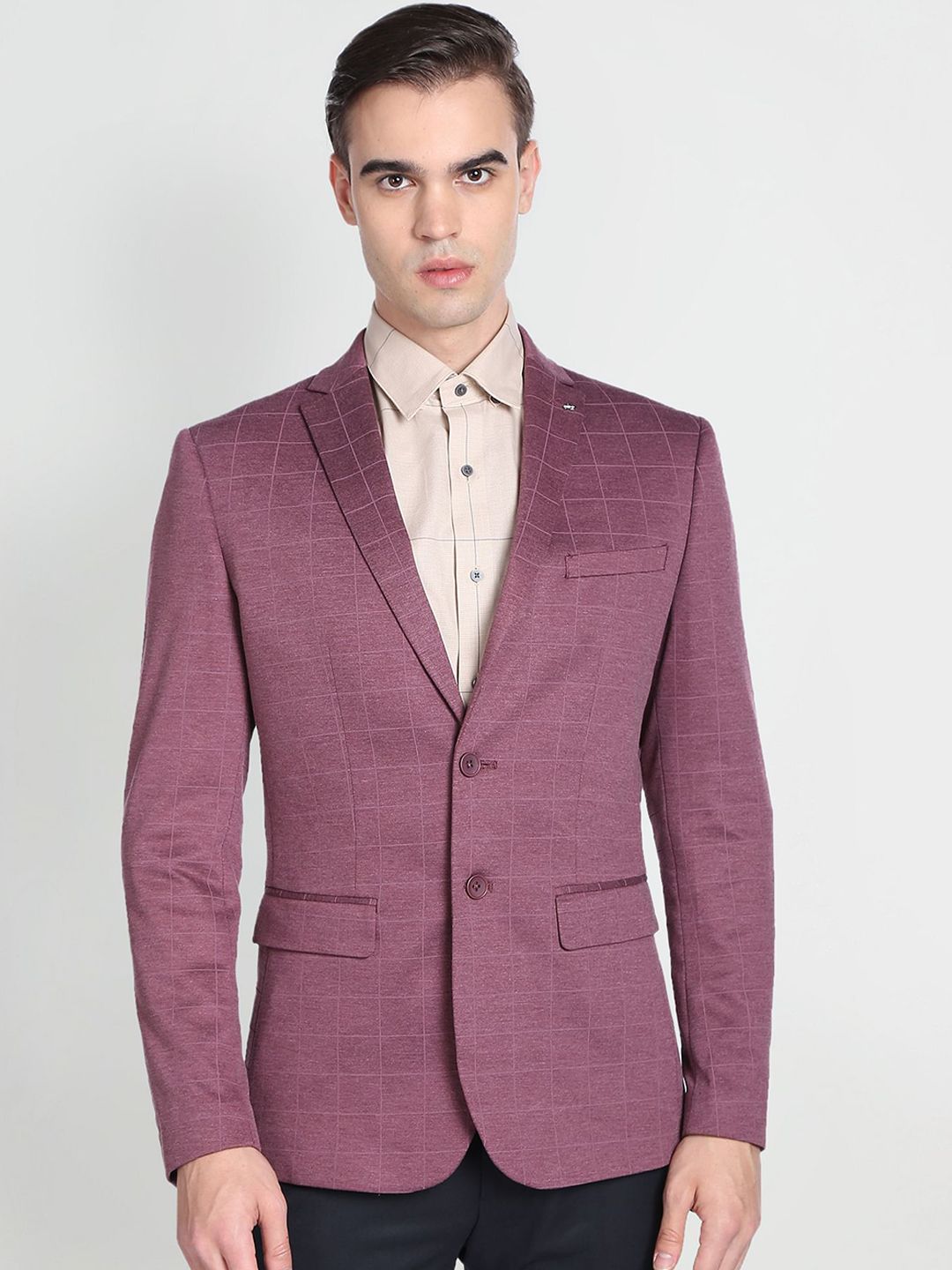 Arrow Checked Slim Fit Single-Breasted Formal Blazer