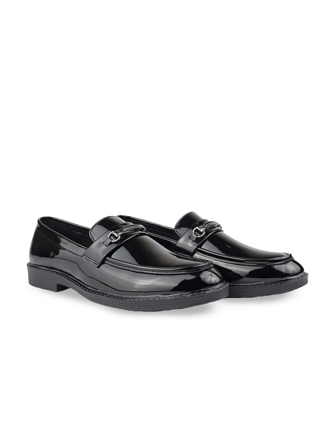 HikBi Men Patent Leather Light Weight Loafers With Buckle