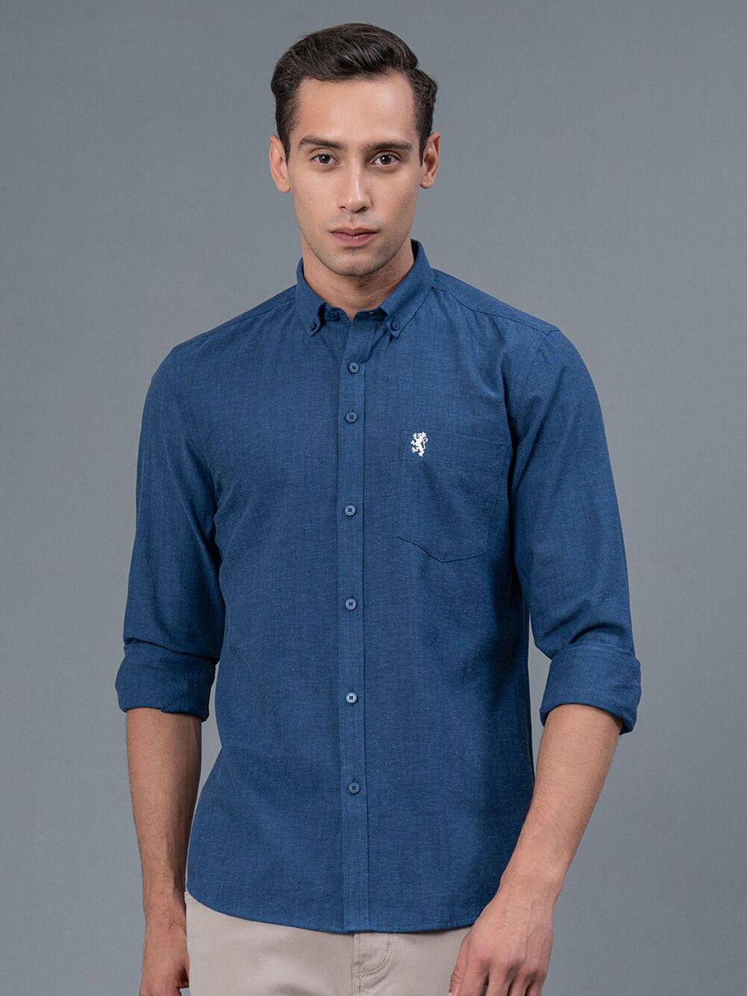 Red Tape Button Down Collar Linen Casual Shirt