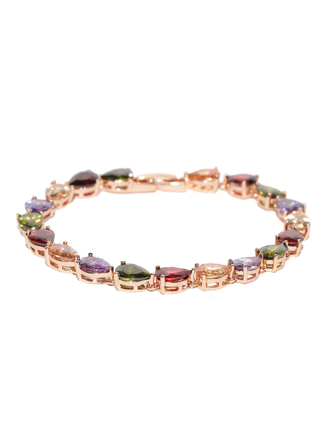 Jewels Galaxy Multicoloured Rose Gold-Plated Handcrafted Link Bracelet Price in India