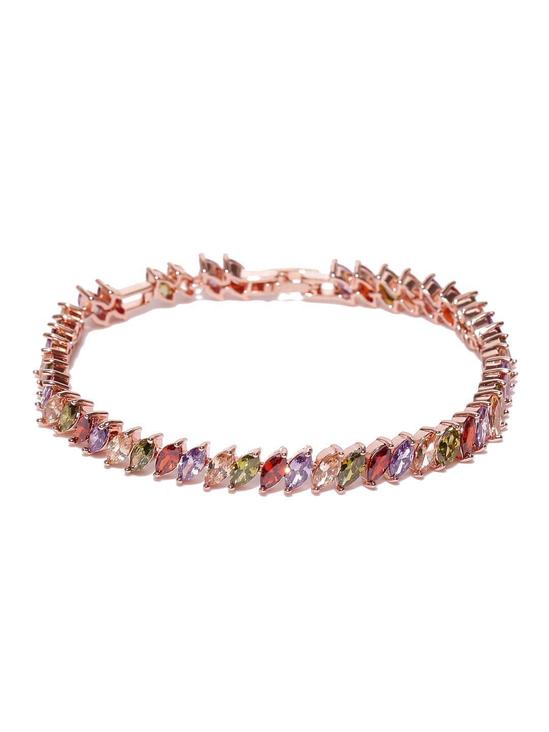 Jewels Galaxy Multicoloured Rose Gold-Plated Handcrafted Link Bracelet Price in India