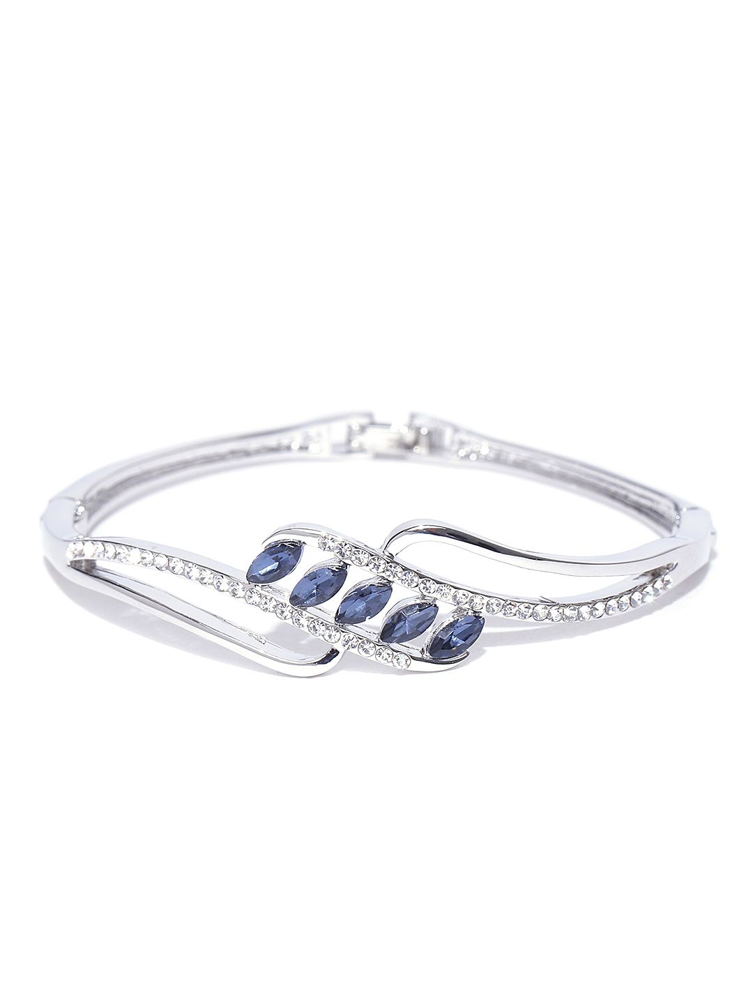 Jewels Galaxy Blue Platinum-Plated Handcrafted Bangle-Style Bracelet Price in India