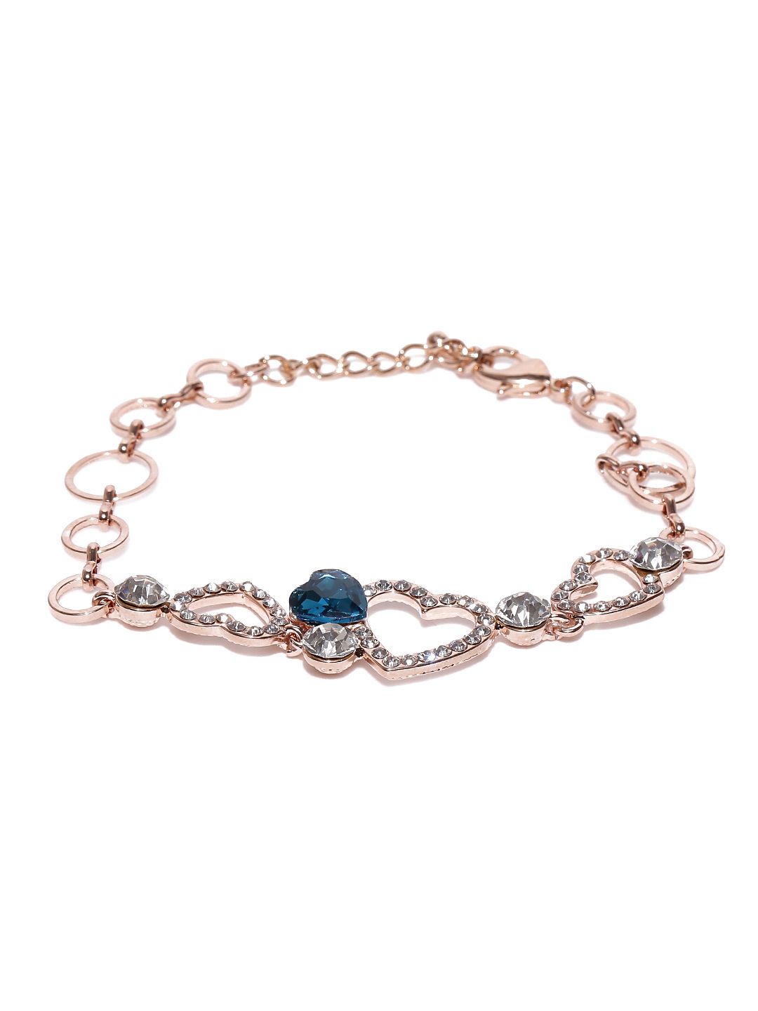Jewels Galaxy Off-White Brass Rose Gold-Plated Handcrafted Stone-Studded Bracelet Price in India