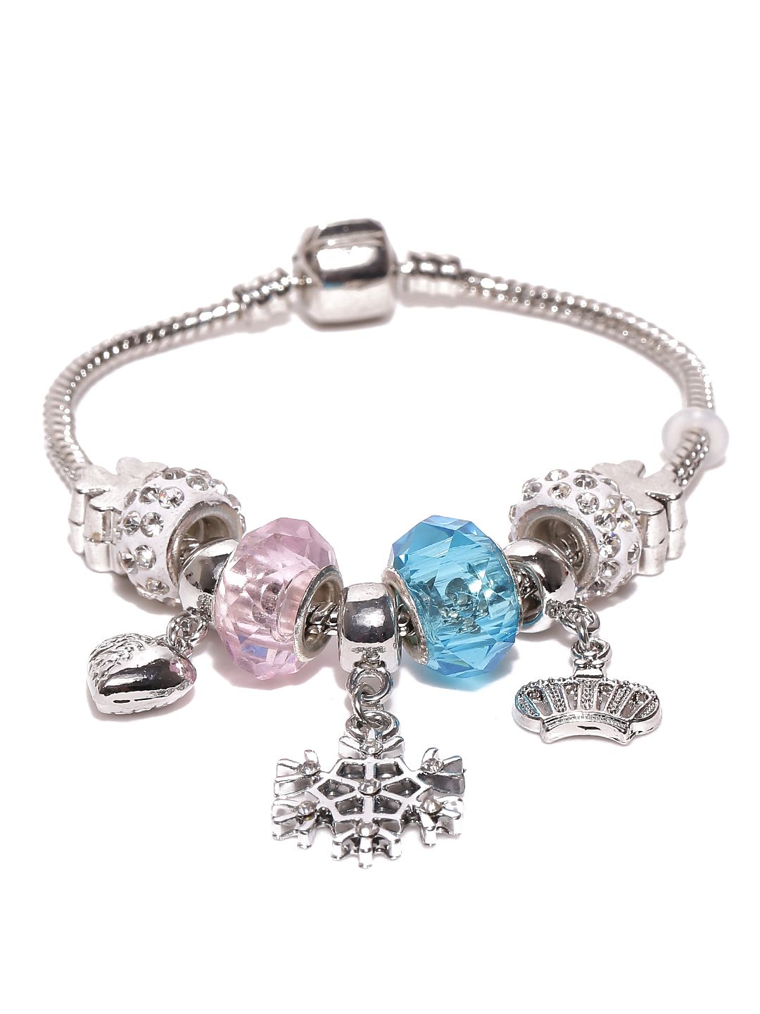 Jewels Galaxy Silver-Toned & Blue Rhodium-Plated Handcrafted Bracelet Price in India