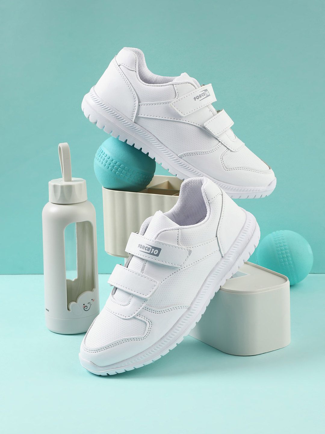 Liberty Force 10 kids White Velcro School Shoes