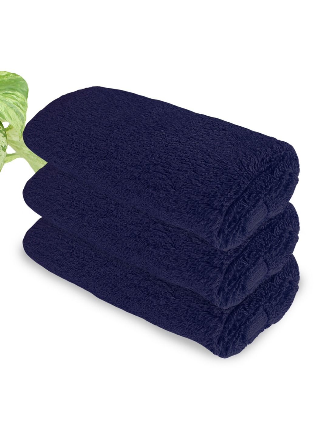 Heelium Navy Blue Unisex Pack of 3 Bamboo Super Soft & Quick Drying Face Towel