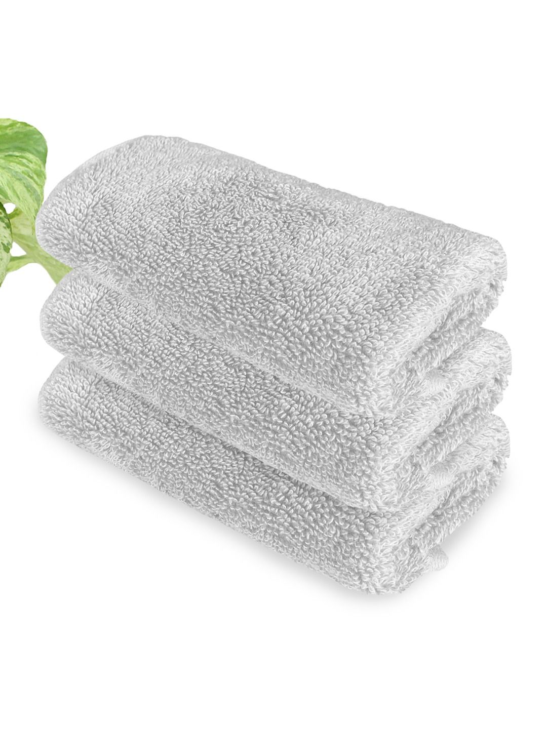 Heelium Light Grey Unisex Pack of 3 Bamboo Super Soft & Quick Drying Face Towel