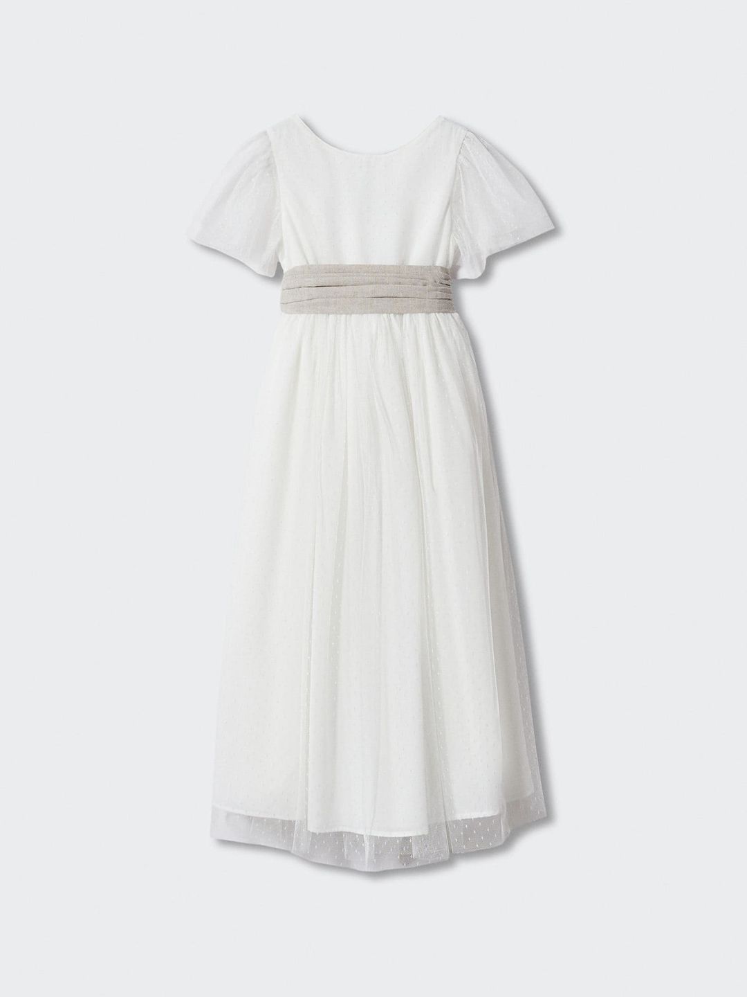 Mango Kids Girls Tie Up Detail Flared Sleeves Maxi Dress