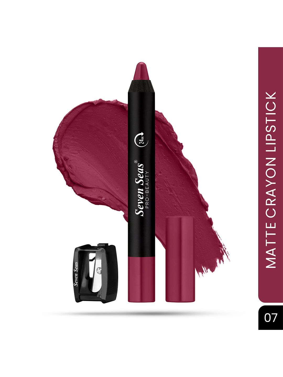 Seven Seas Matte Mood Non-Transfer 24Hrs Stay Crayon Lipstick 3.5 g - Plum Kiss 07
