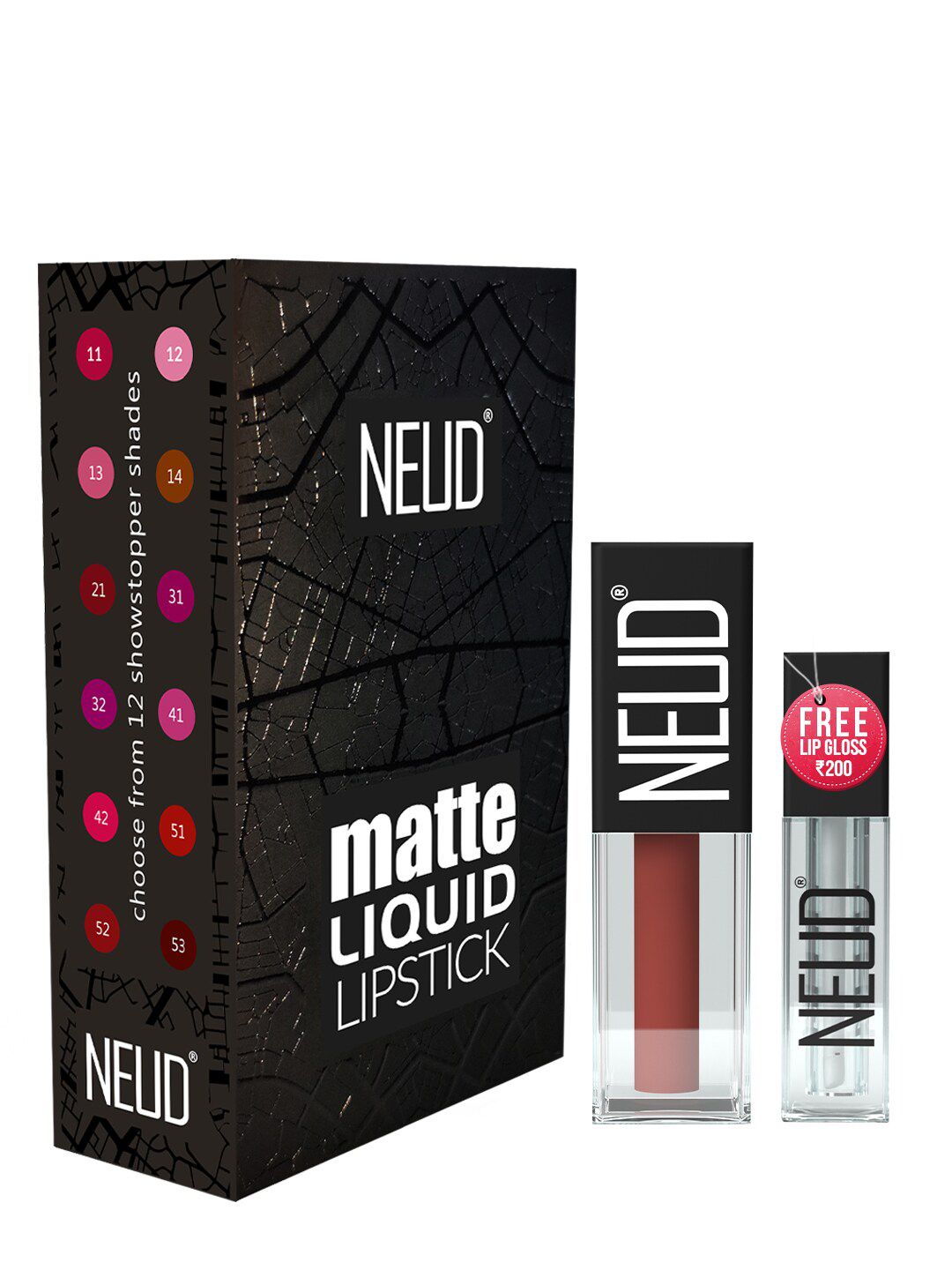 NEUD Jolly Coral Liquid Lipstick with Free Lip Gloss