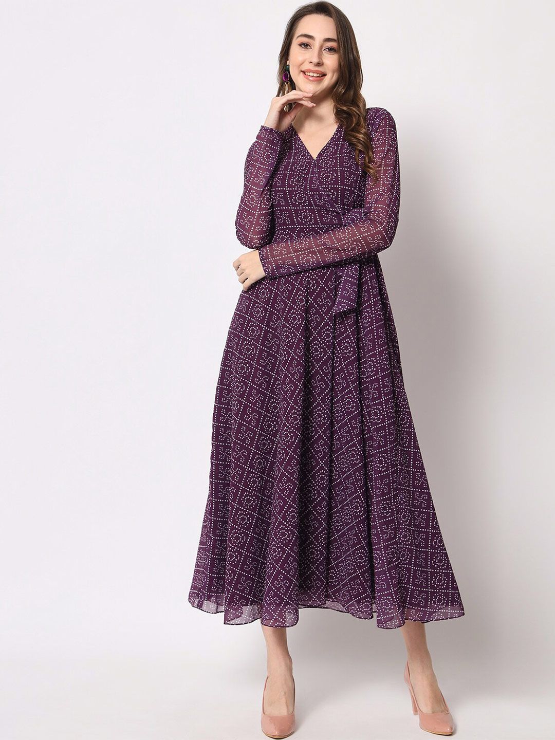 KALINI Printed Georgette Maxi Dress Price in India