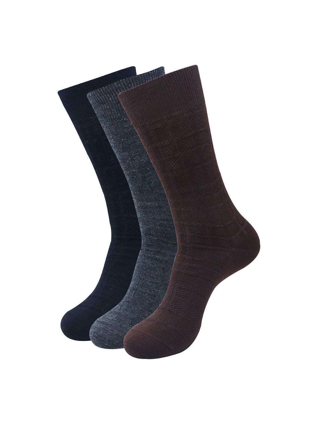 Balenzia Men 3 Pcs Patterned Wool Calf-Length Socks