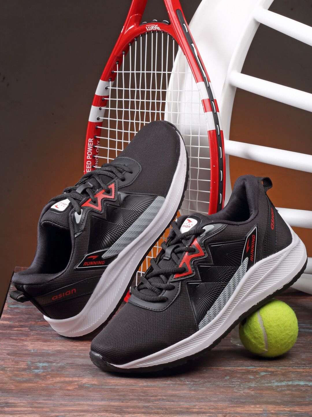 ASIAN Men Non-Marking Lace-Up Mesh Running Shoes