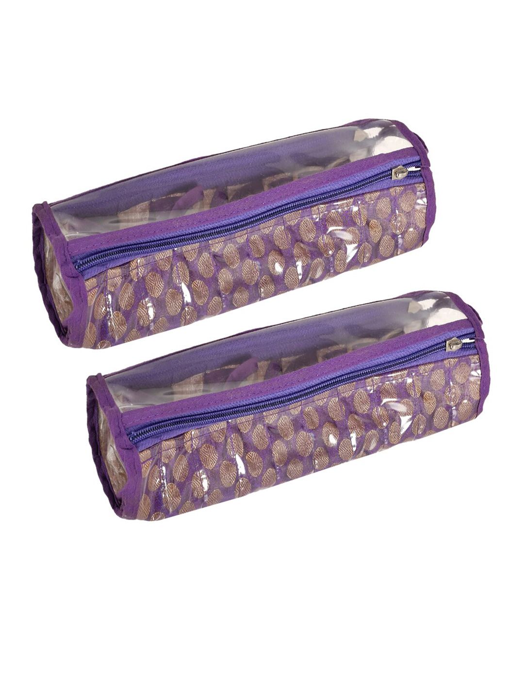 Kuber Industries Purple 2-Pcs Circle Design Bangles Box Holders With 10 Compartments