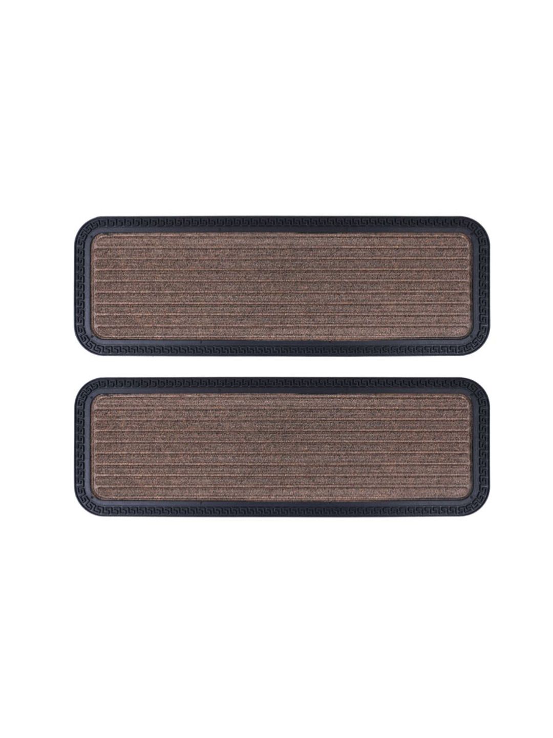Black gold Pack of 2 Brown Self Design Water Absorbent Anti-Skid Doormat