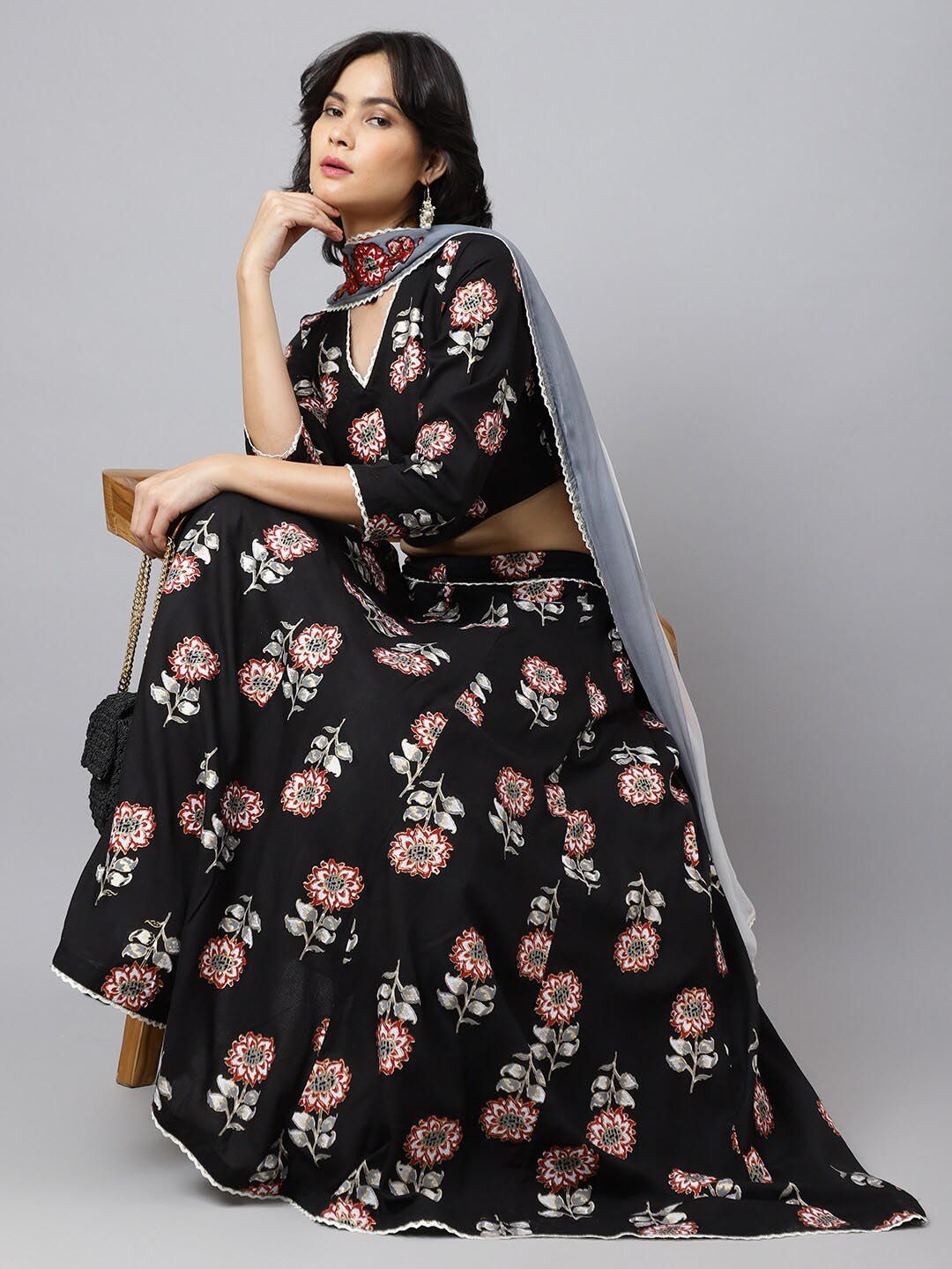 Khushal K Printed Ready to Wear Lehenga & Blouse With Dupatta Price in India
