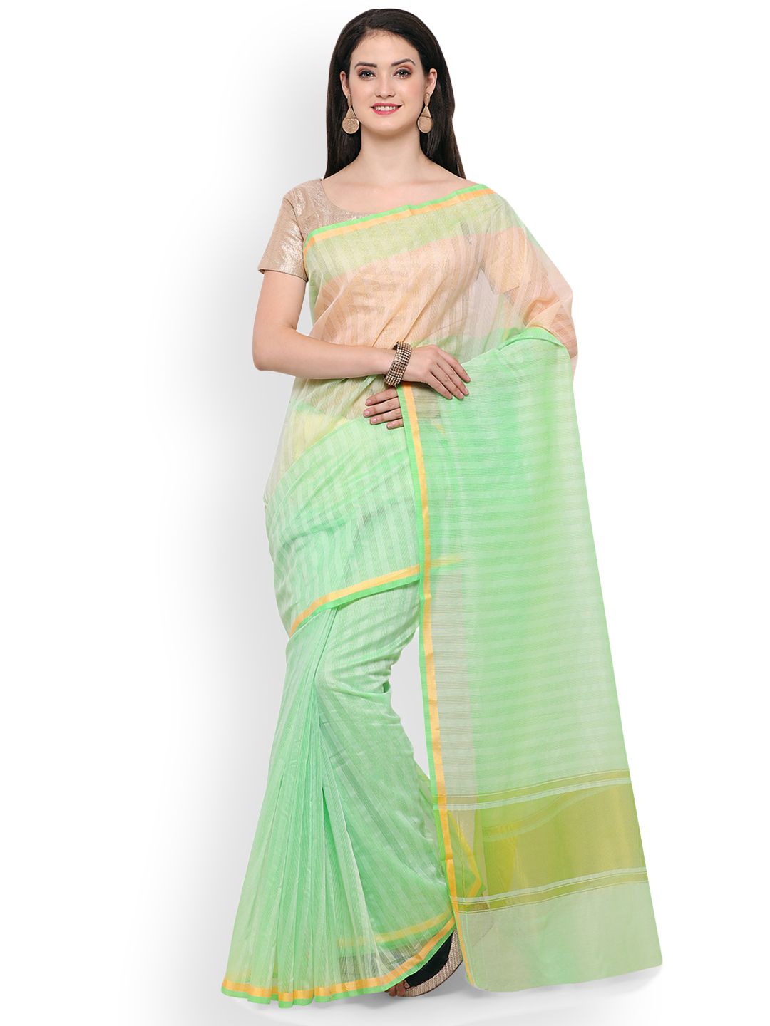 Saree mall Green Solid Art Silk Saree Price in India