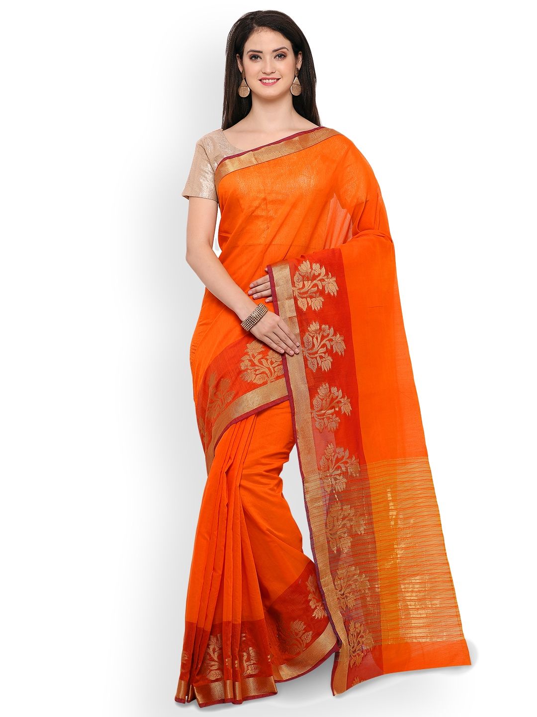 Saree mall Orange Woven Design Art Silk Saree Price in India