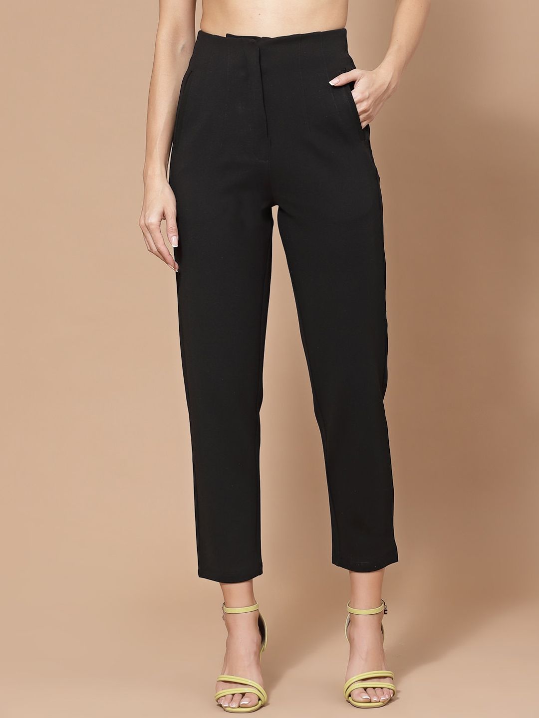 KASSUALLY Women High-Rise Cigarette Trousers Price in India