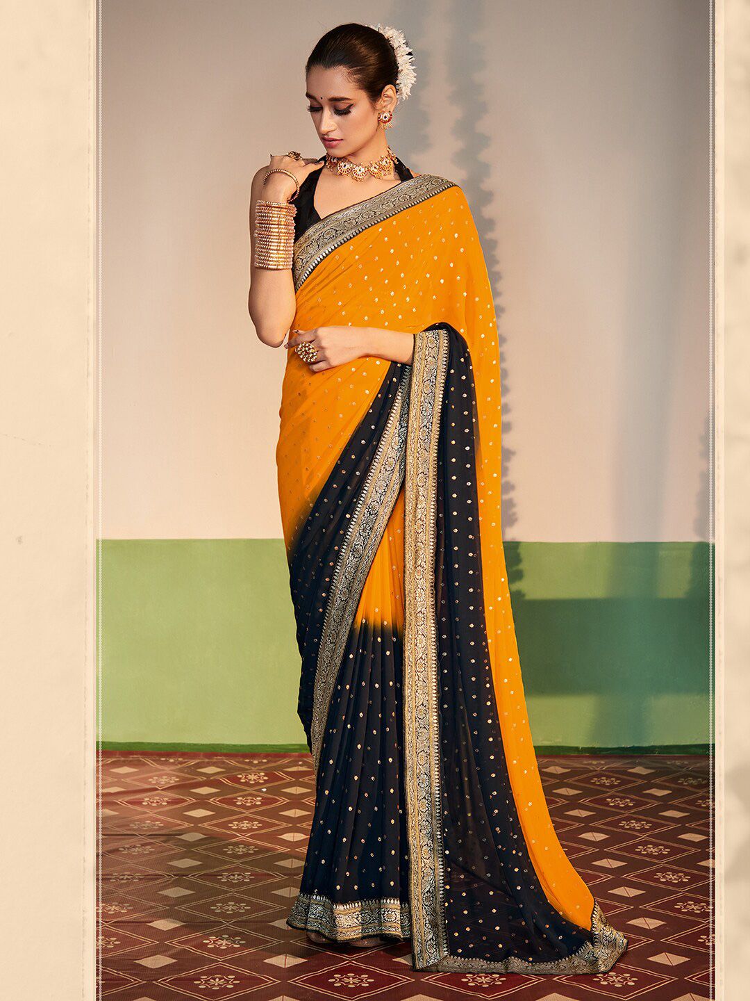 Anouk Woven Design Zari Pure Georgette Saree Price in India