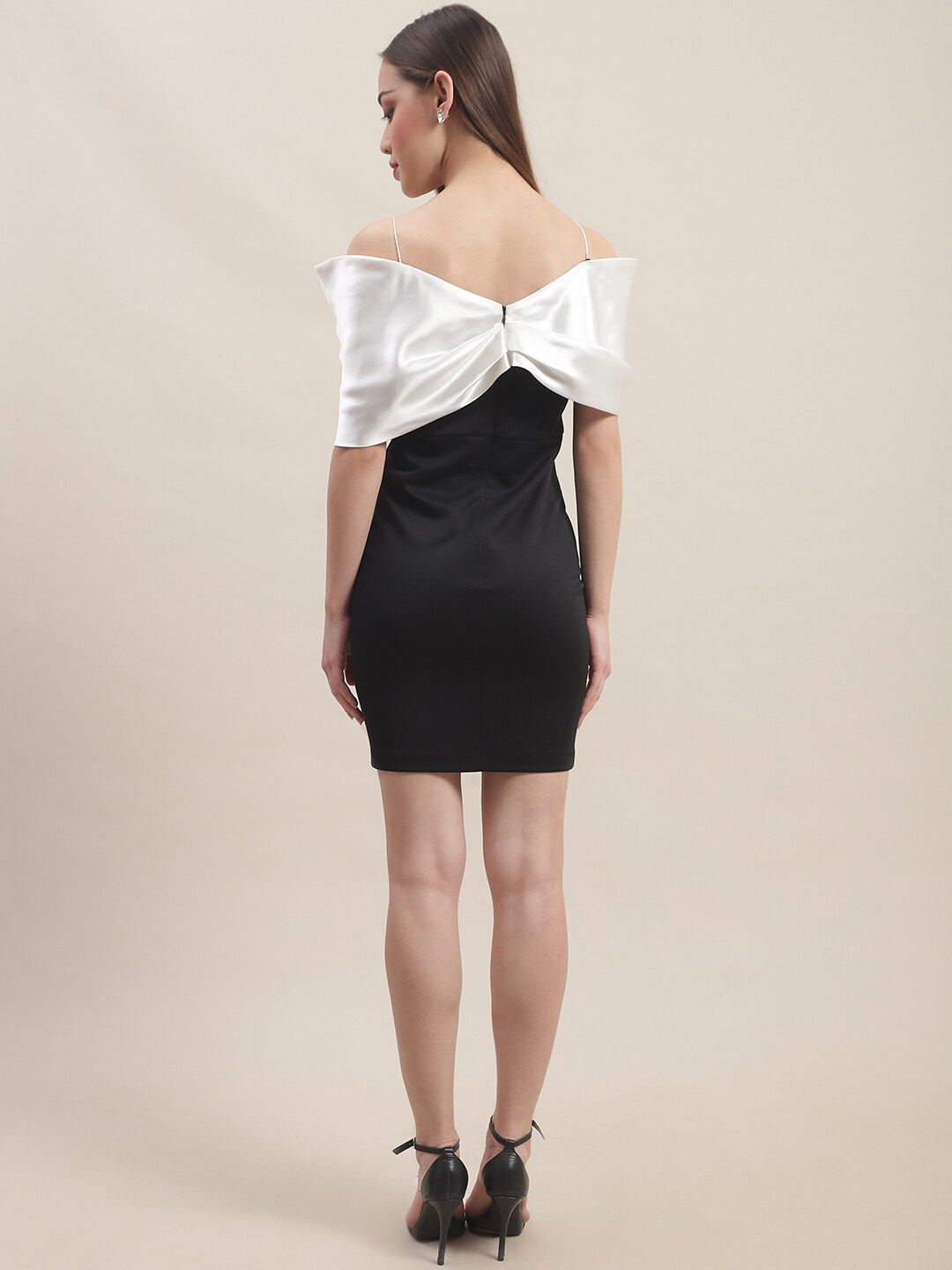 strapless open back dress Ismérie Neutrals Off-Shoulder Twisted Mini Dress