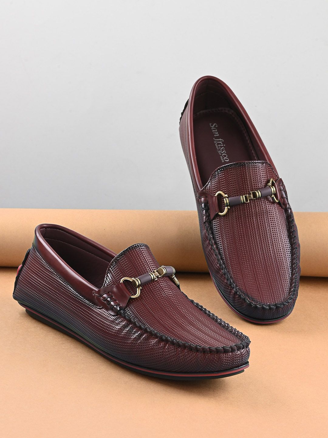 San Frissco Men Textured Lightweight Horsebit Loafers