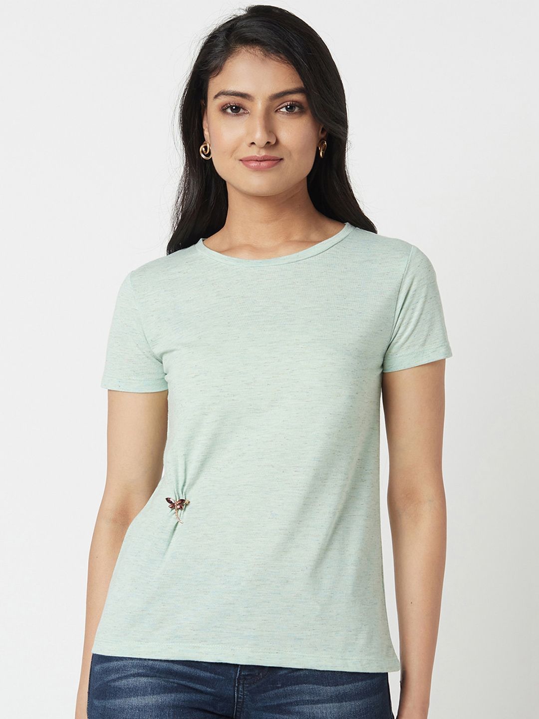 Miss Grace Boat Neck Short Sleeves Top Price in India