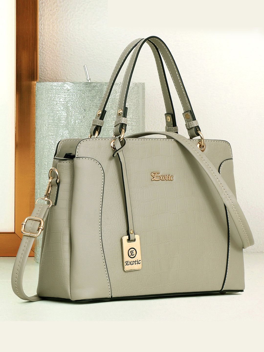 Buy Exotic Cream-Coloured PU Structured Handheld Bag - Handbags