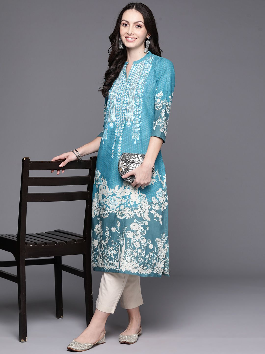 Biba Cotton Floral Print Kurta Price in India