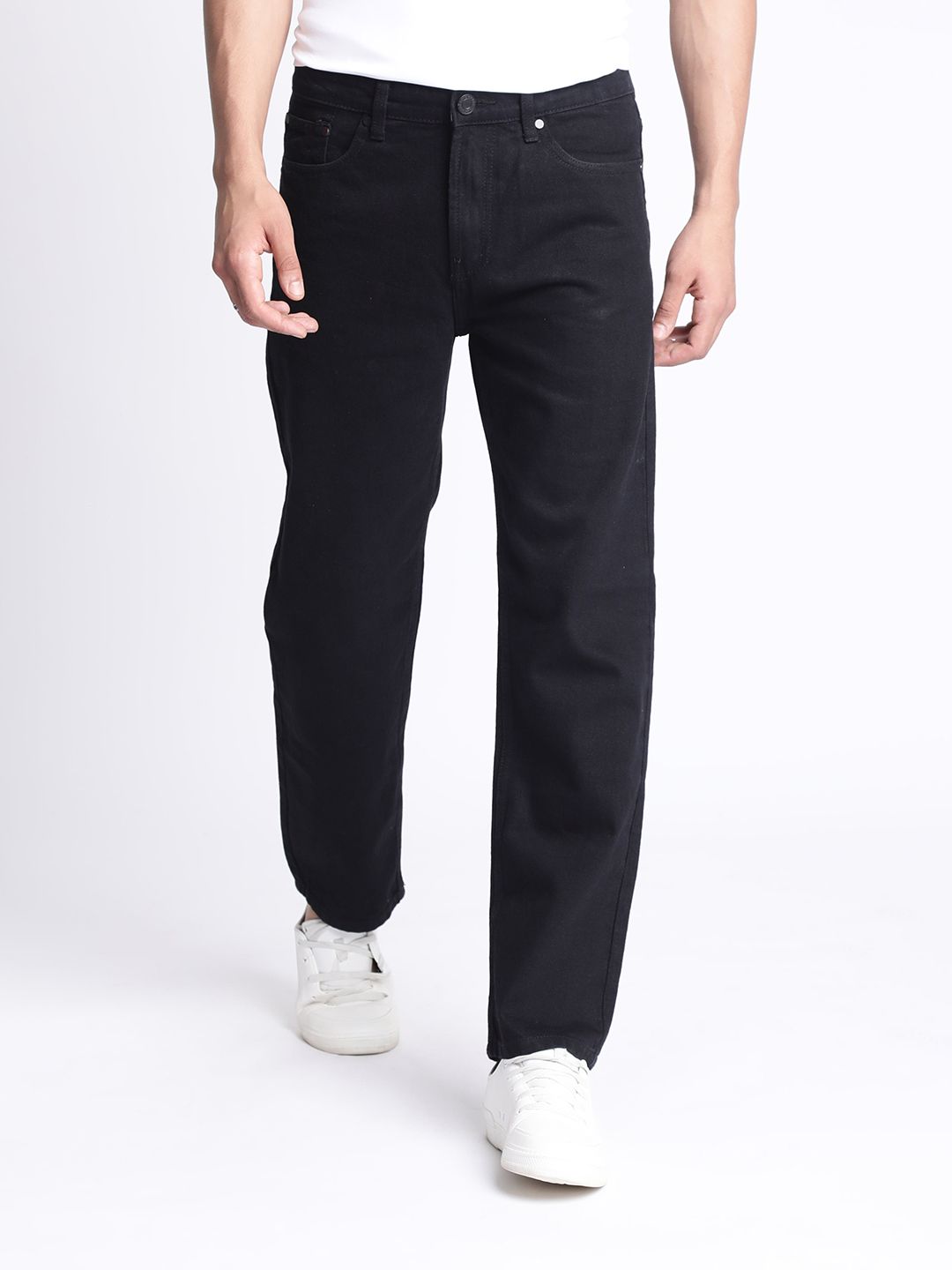 Bene Kleed Men Black Relaxed Fit Mid Rise washed Jeans