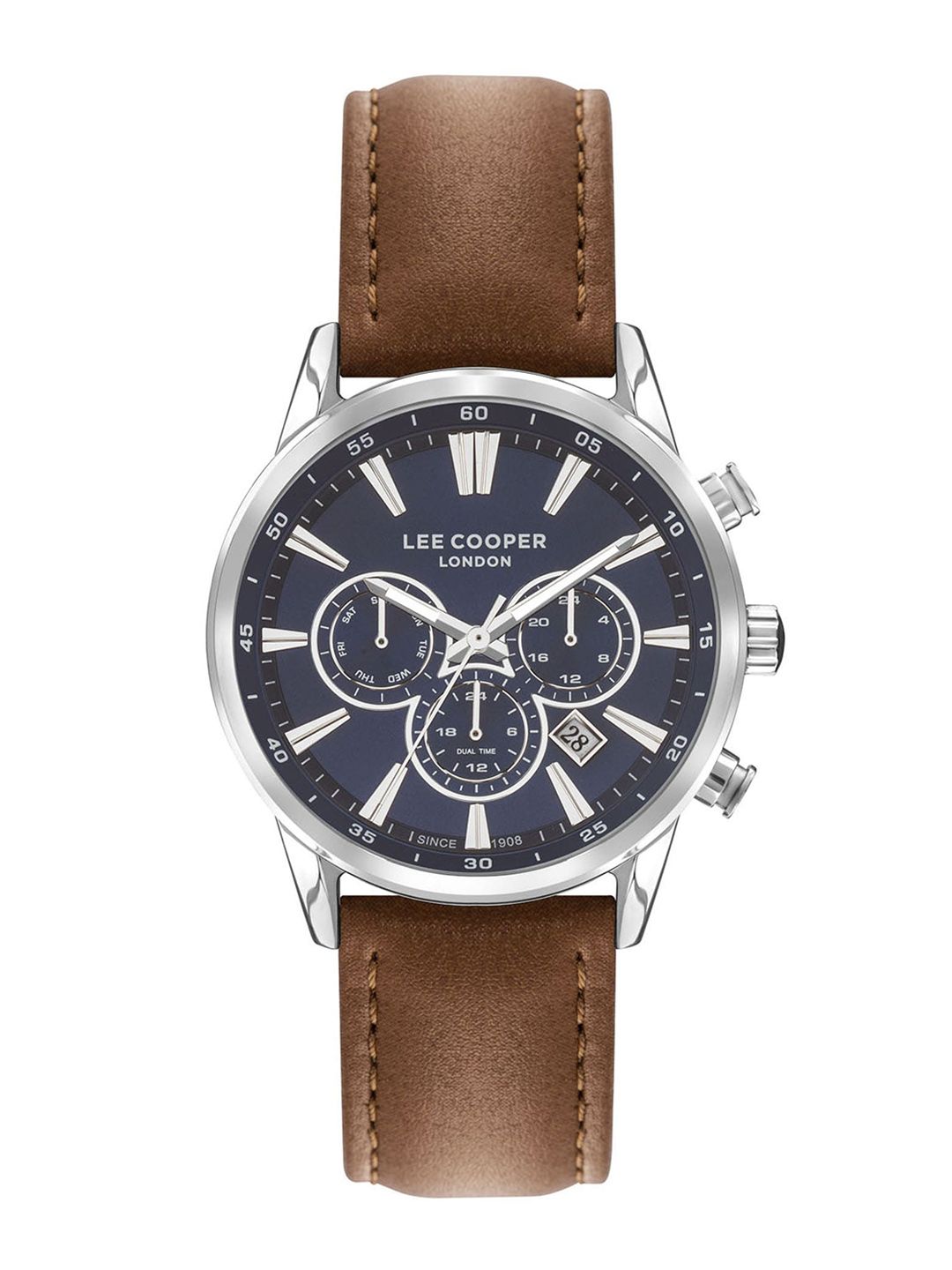 Buy Lee Cooper Men Brass Leather Straps Analogue Multi Function