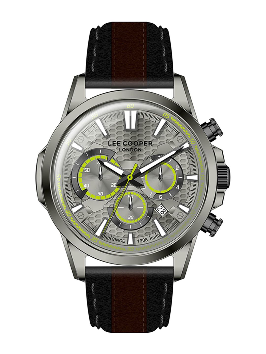 Buy Lee Cooper Men Brass Leather Straps Analogue Multi Function