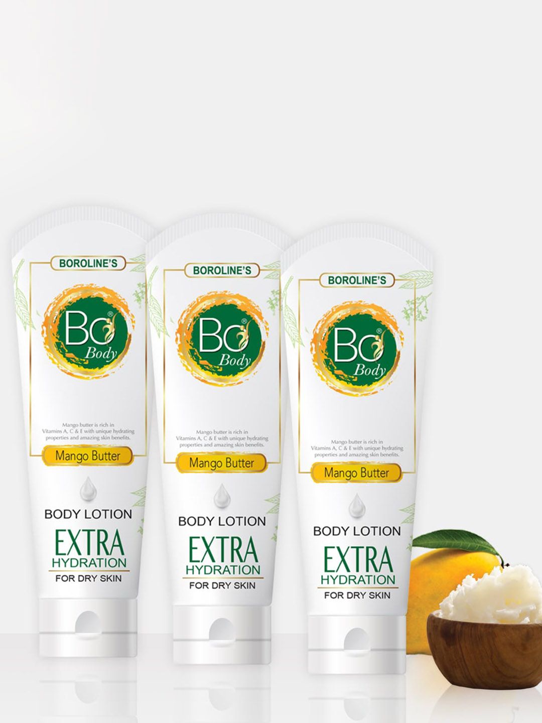 BOROLINE Set Of 3 Extra Hydration Bo Body Lotion With Mango Butter 100 ml each