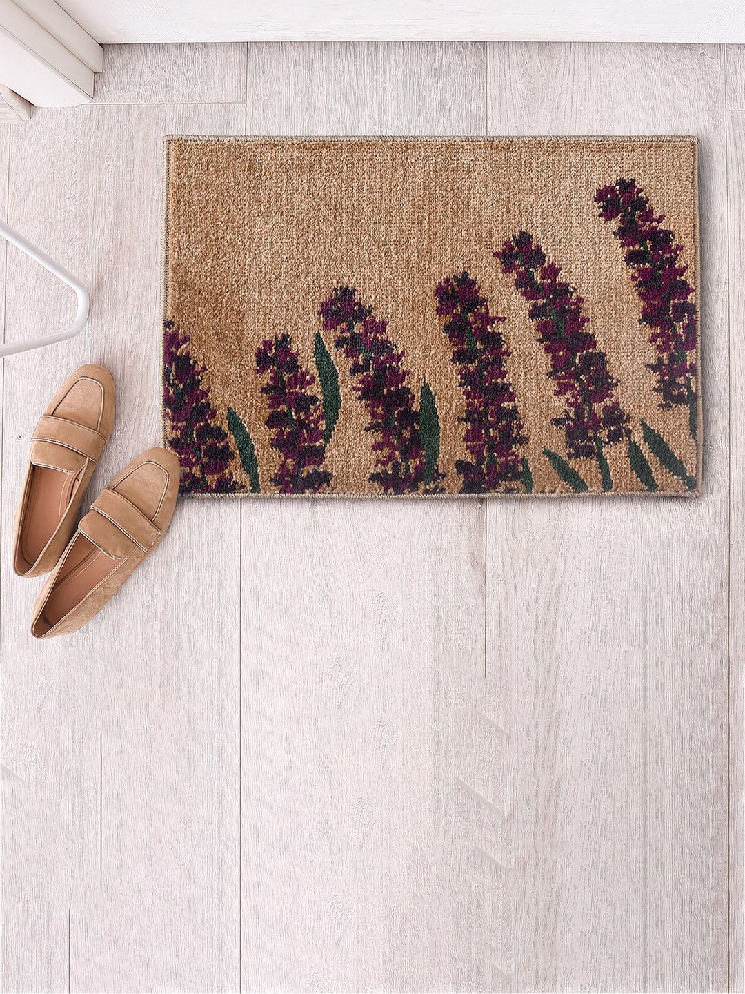 Saral Home Beige & Maroon Lavender Anti-Skid Doormat