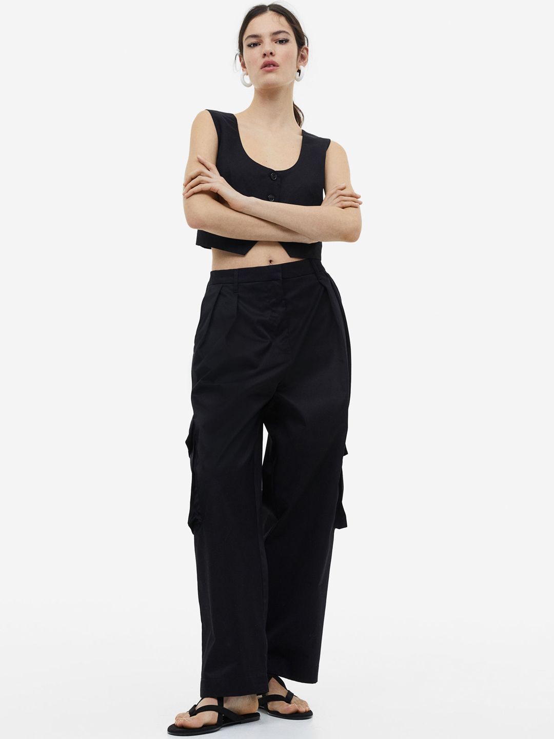 H&M Wide Utility Trousers Price in India