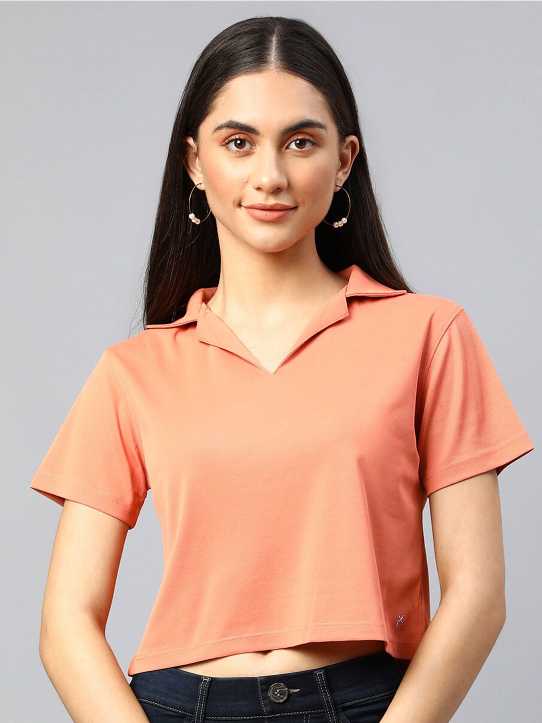 Xpose Shirt Collar Regular Crop Top Price in India