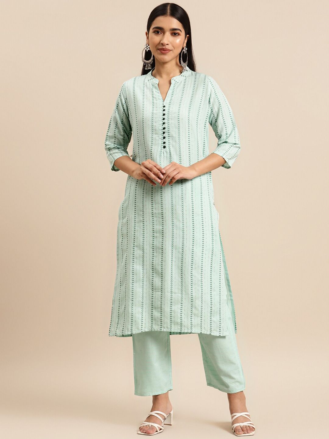 KALINI Printed Pure Cotton Kurta with Trousers Price in India