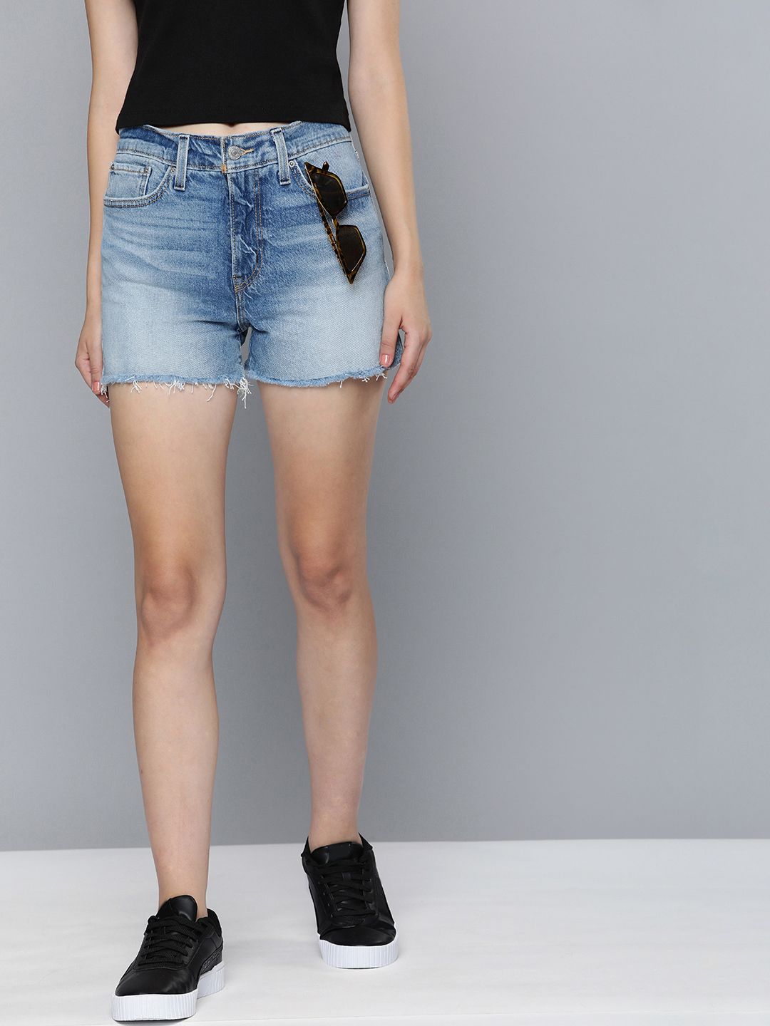 Levis Women Slim Fit Denim Shorts Price in India