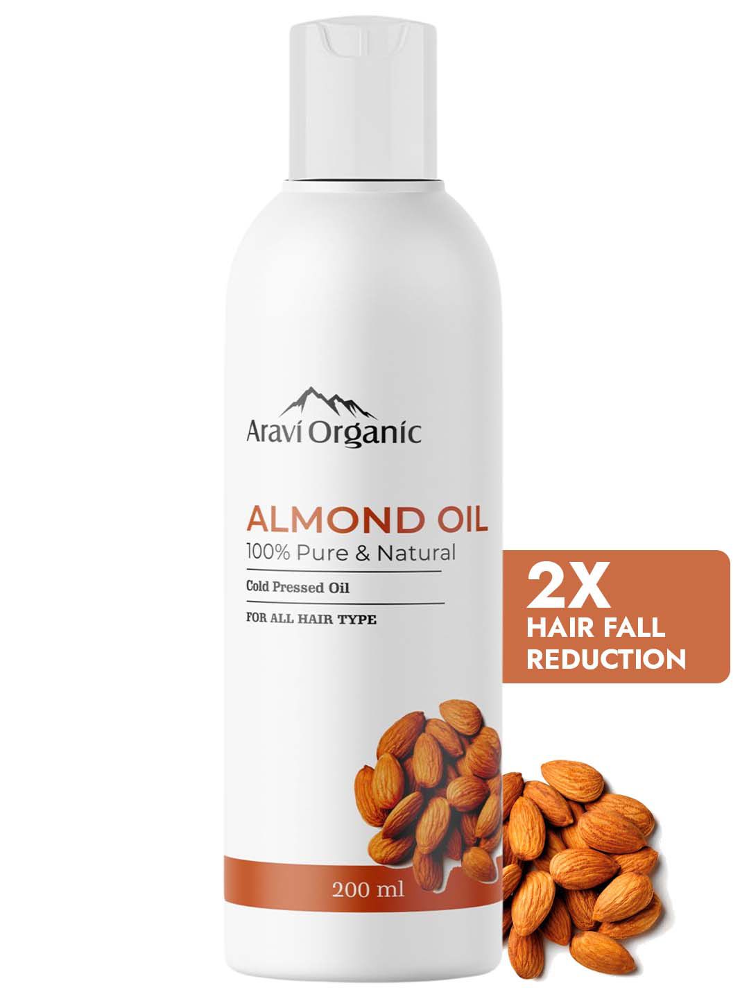 Aravi Organic 100% Pure Cold Pressed Almond Oil for Hair Growth & Skin Care - 200 ml