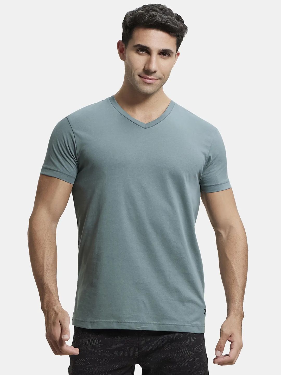 Jockey Super Combed Cotton Rich Solid V Neck Half Sleeve T-shirt -2726