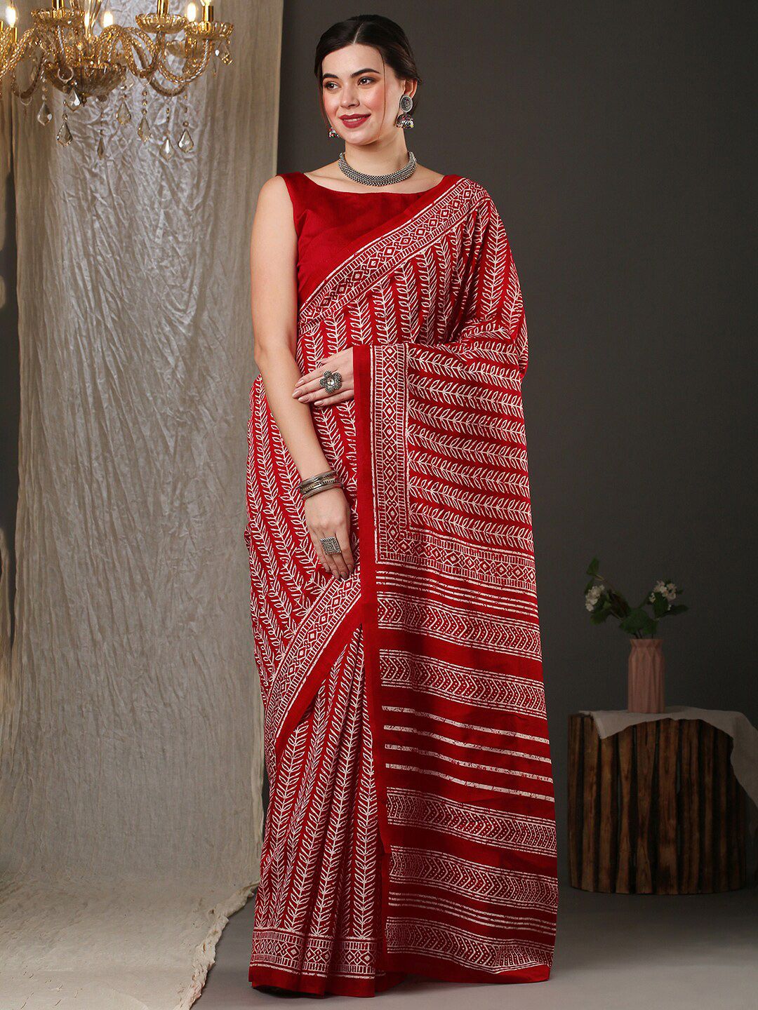 Anouk Ethnic Motifs Printed Art Silk Bhagalpuri Saree Price in India