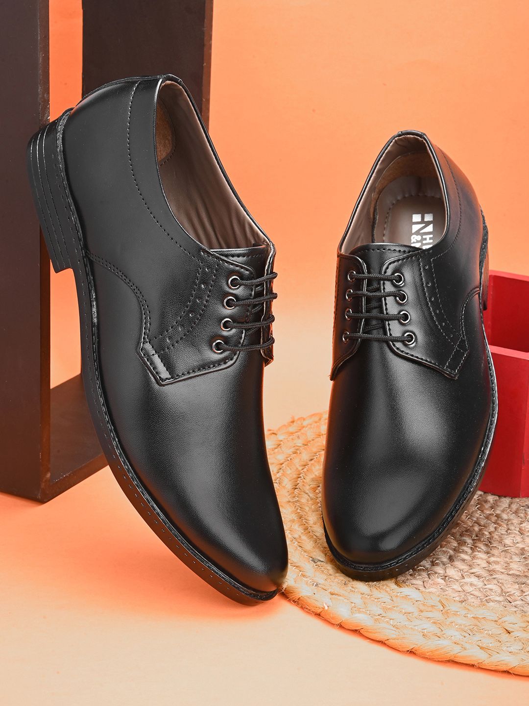 HERE&NOW Men Round Toe Formal Derbys