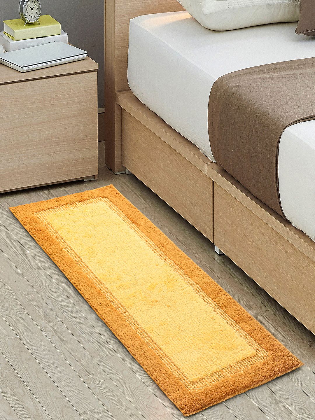 Saral Home Elyesse Yellow Rectangular Anti-Skid Antiskid Runner